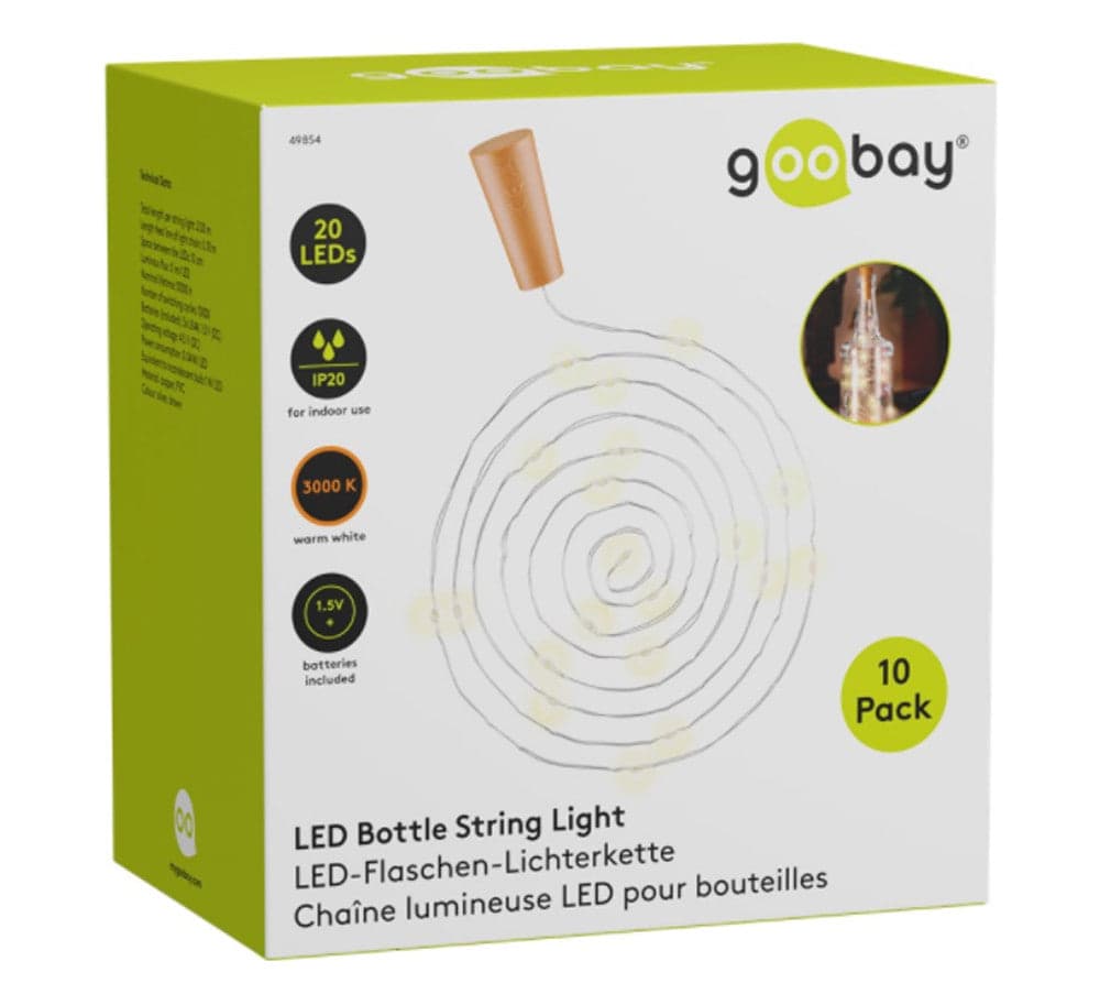 10 Strip da 20 LED Bianco Caldo per Bottiglie in Catene luminose Scontolo.net - Potenza, commercioVirtuoso.it