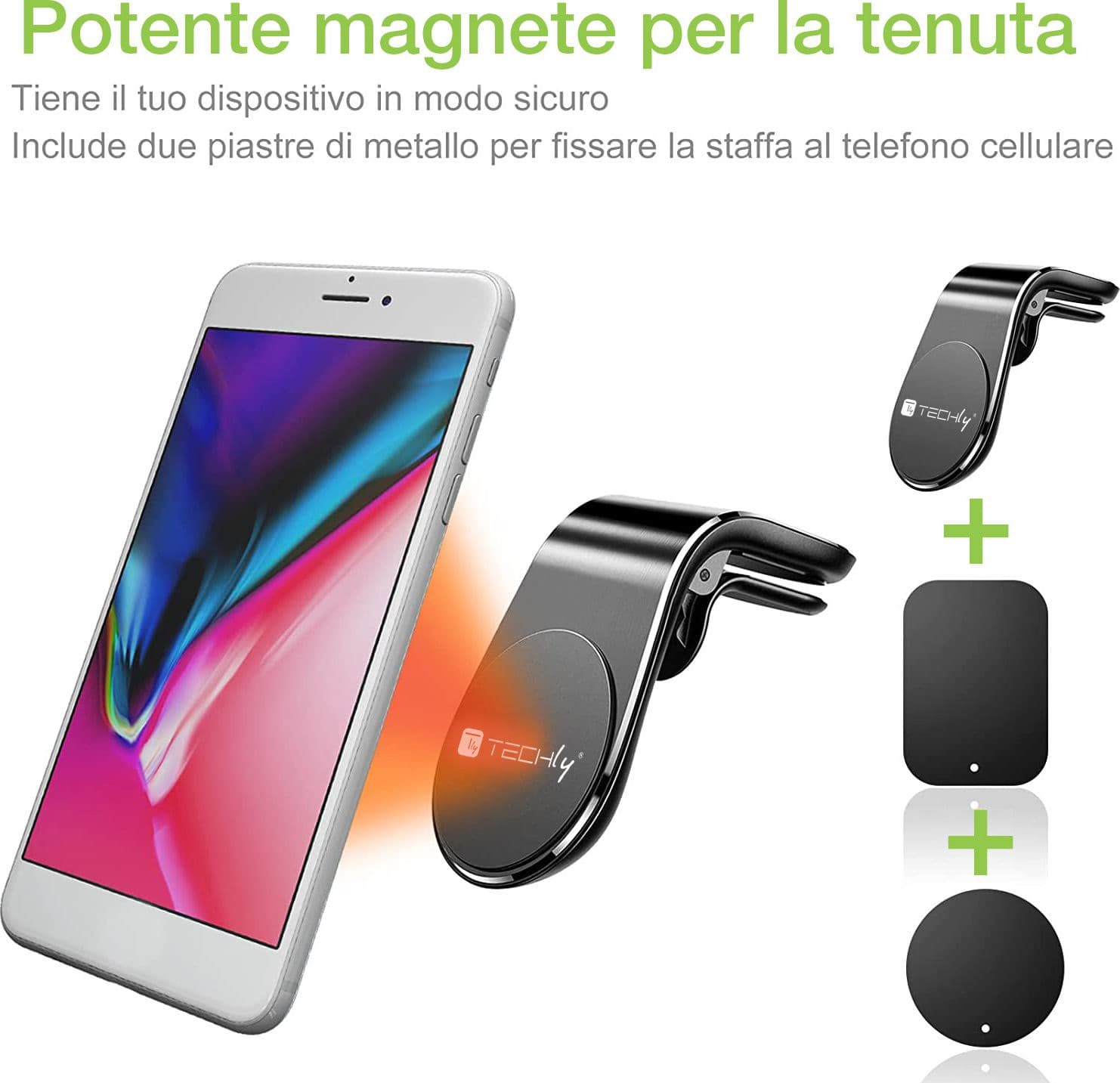 Supporto Magnetico da Auto per Smartphone con Due Placche Metalliche Universali in Alloggiamenti Scontolo.net - Potenza, commercioVirtuoso.it