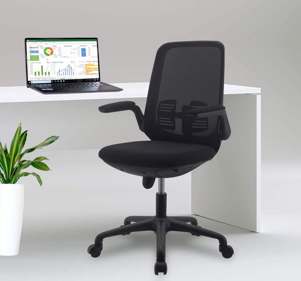 Sedia per Ufficio Regolabile in Altezza con Braccioli Pieghevoli Nera in Sedie da scrivania Scontolo.net - Potenza, commercioVirtuoso.it