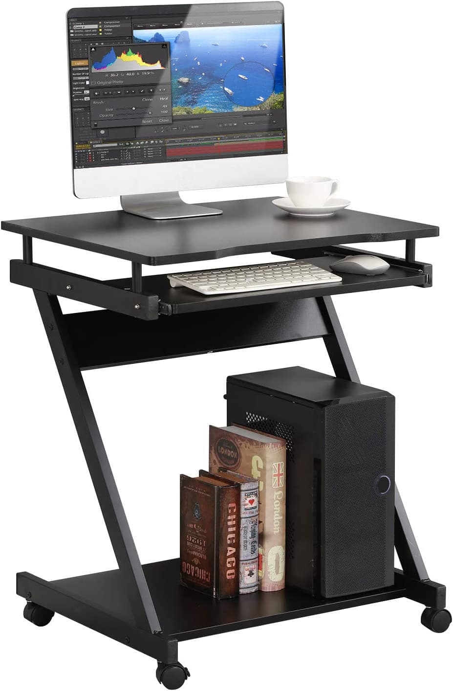 Scrivania Compatta per Computer con Ripiano Estraibile per Tastiera in Scrivanie Scontolo.net - Potenza, commercioVirtuoso.it