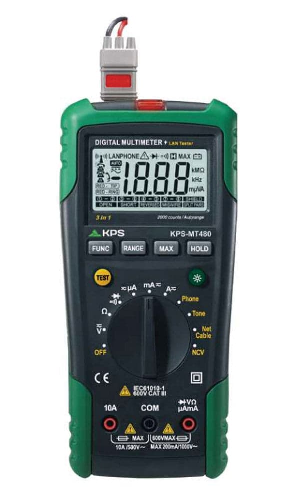 Multimetro Digitale per test cavi tefefonici e LAN di 2000 Counts, KPS-MT480 in Multimetri Scontolo.net - Potenza, commercioVirtuoso.it