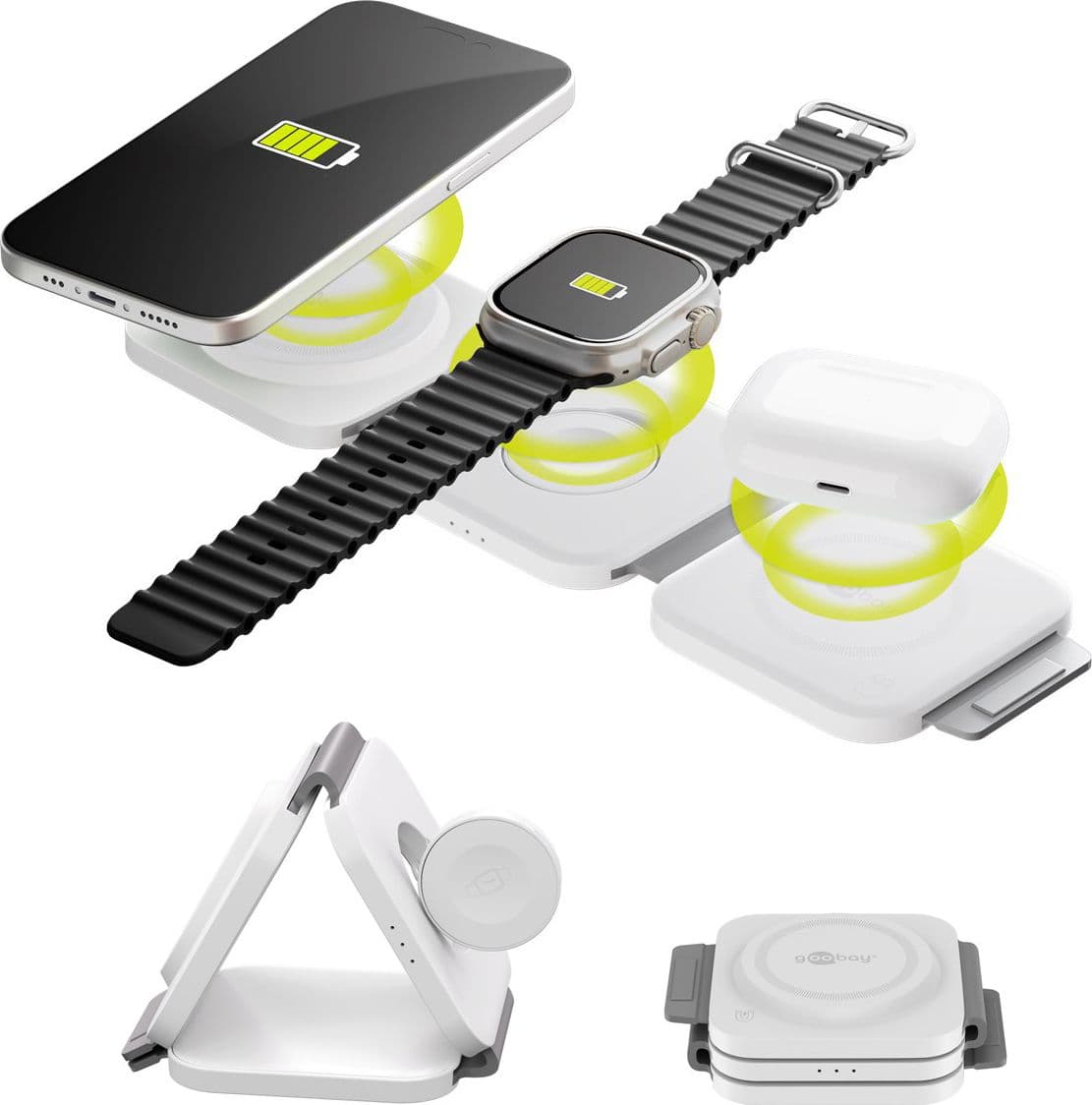 Caricatore Qi Wireless Caricabatterie 3in1 Stazione di Ricarica Pieghevole 15W in Caricabatterie a induzione Scontolo.net - Potenza, commercioVirtuoso.it