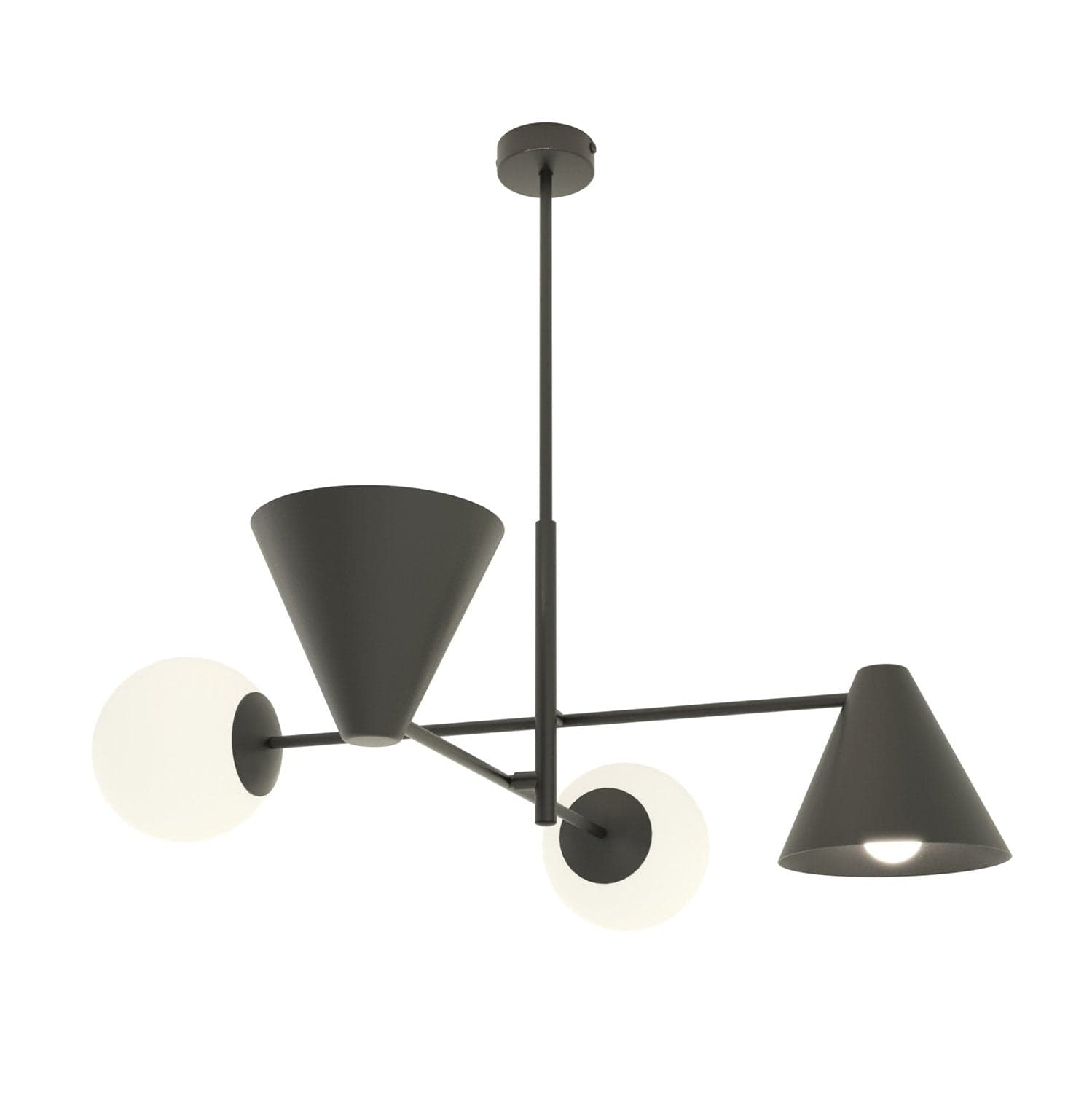 Plafoniera Moderna Industrial Hermes 4 Luci Nero in Plafoniere LuceArt - Montecorvino Pugliano, commercioVirtuoso.it