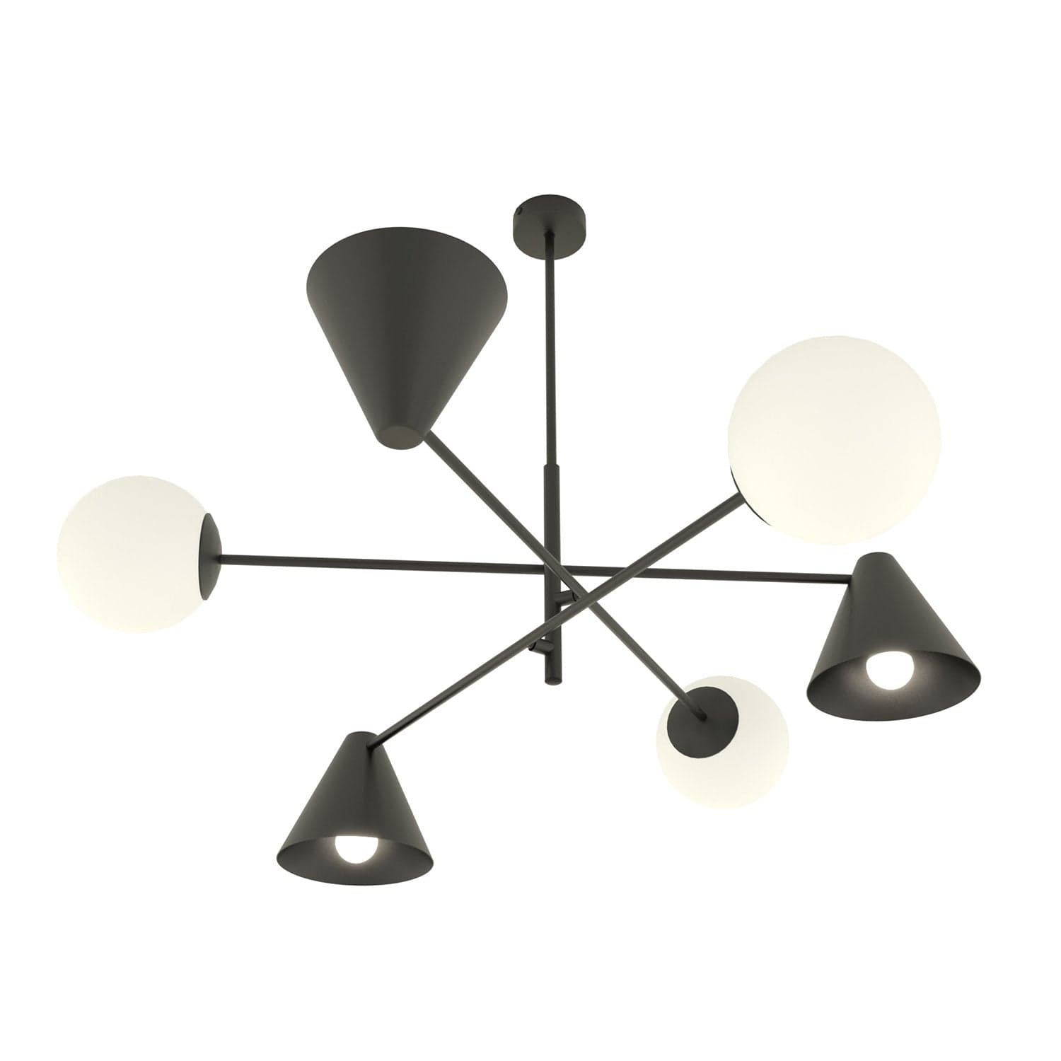 Plafoniera Moderna Industrial Hermes 6 Luci Nero in Plafoniere LuceArt - Montecorvino Pugliano, commercioVirtuoso.it