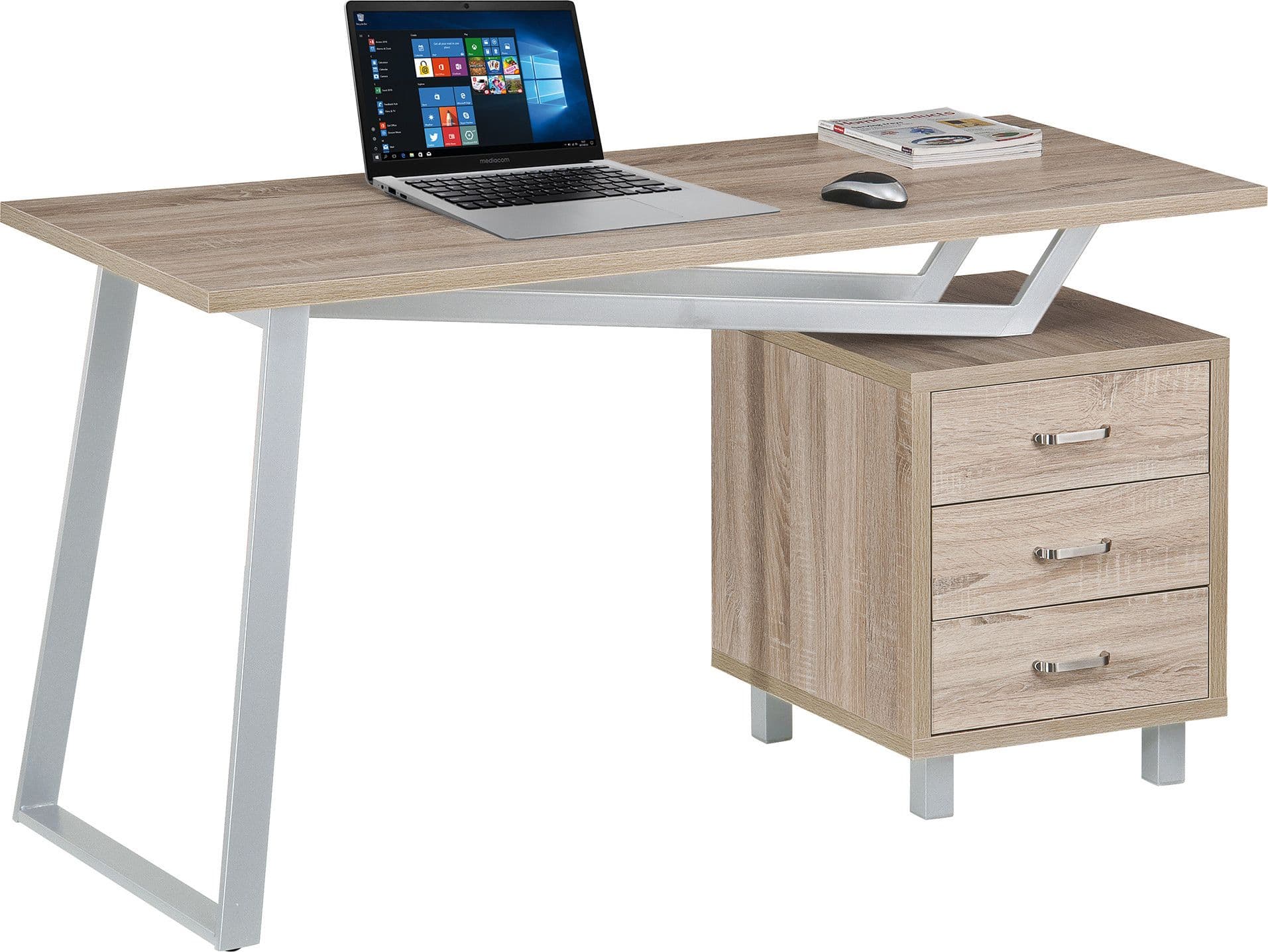 Scrivania per Computer dal Design Moderno con Tre Cassetti Quercia in Scrivanie Scontolo.net - Potenza, commercioVirtuoso.it