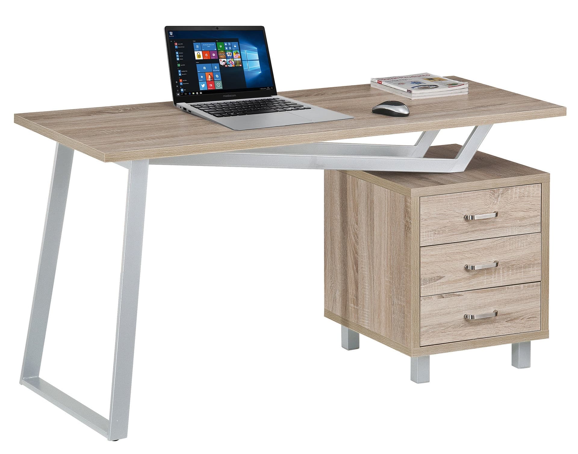 Scrivania per Computer dal Design Moderno con Tre Cassetti Quercia in Scrivanie Scontolo.net - Potenza, commercioVirtuoso.it