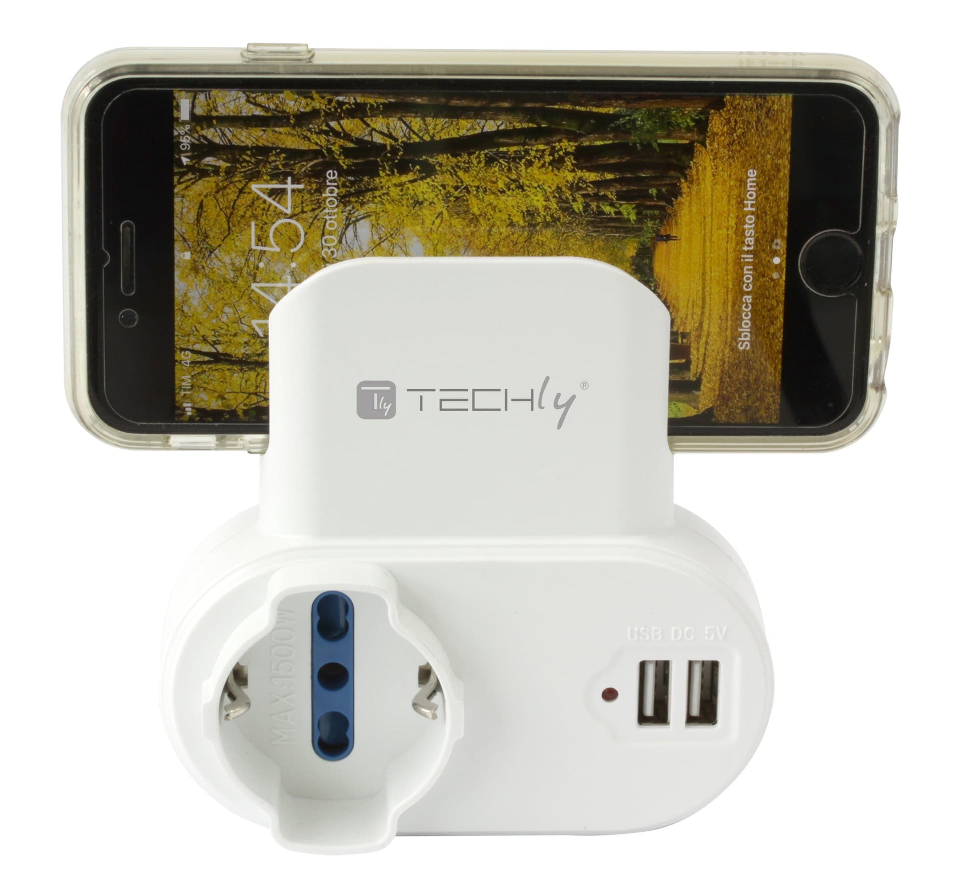 Adattatore Presa bipasso/Schuko 2 USB 1A con porta telefono in Adattatori da viaggio Scontolo.net - Potenza, commercioVirtuoso.it