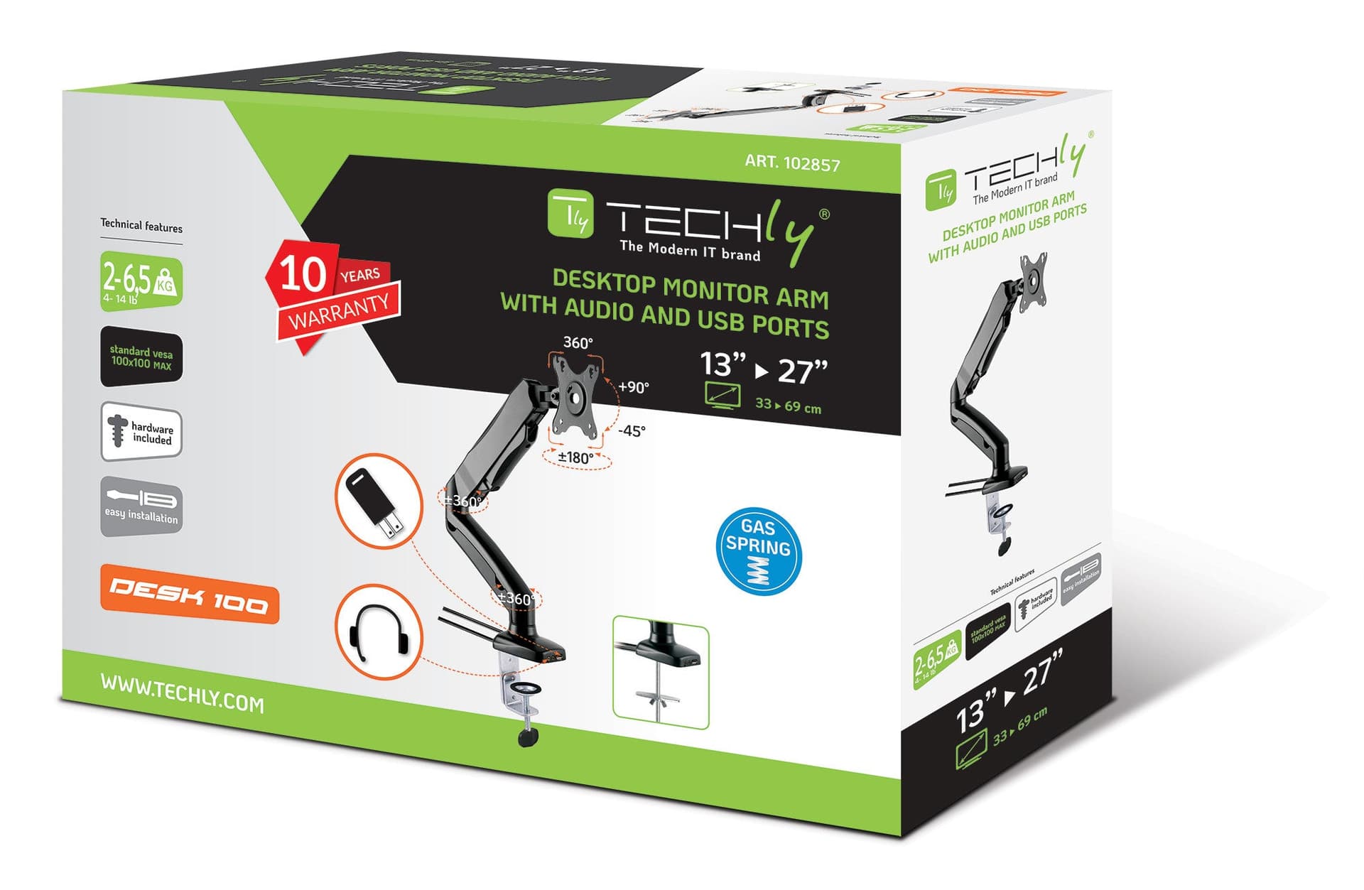 Supporto da Scrivania per Monitor 13-27'' con USB e audio in Supporti Scontolo.net - Potenza, commercioVirtuoso.it