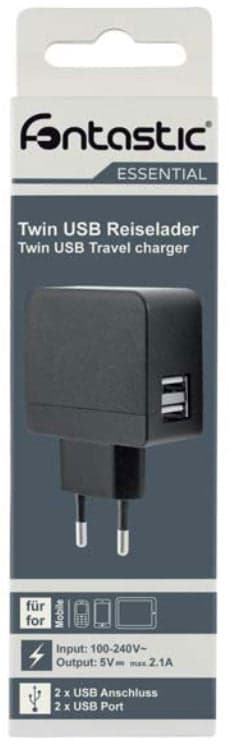 Caricatore 2 USB 2,1A Compatto Spina Europea 2 pin Nero in Caricabatterie da muro Scontolo.net - Potenza, commercioVirtuoso.it