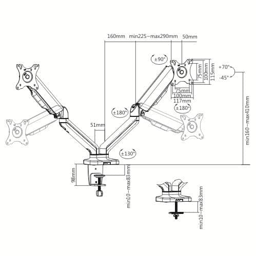 Supporto da Scrivania Doppio Monitor 17-32'' con Molla a Gas Nero in Supporti Scontolo.net - Potenza, commercioVirtuoso.it