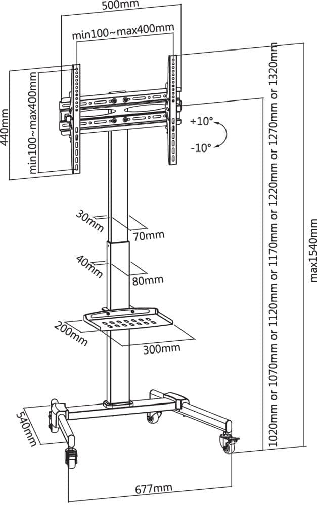 Trolley da Pavimento con Mensola per TV LCD/LED/Plasma 32-55'' in Mobili Scontolo.net - Potenza, commercioVirtuoso.it