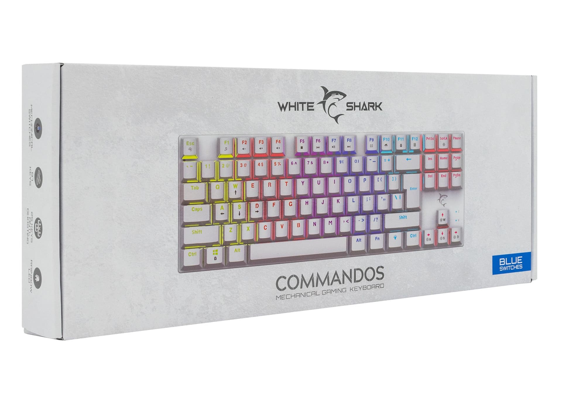 Tastiera Gaming Meccanica USB Anti Ghosting RGB LED 87 Tasti Bianco, Commandos in Tastiere da gioco Scontolo.net - Potenza, commercioVirtuoso.it