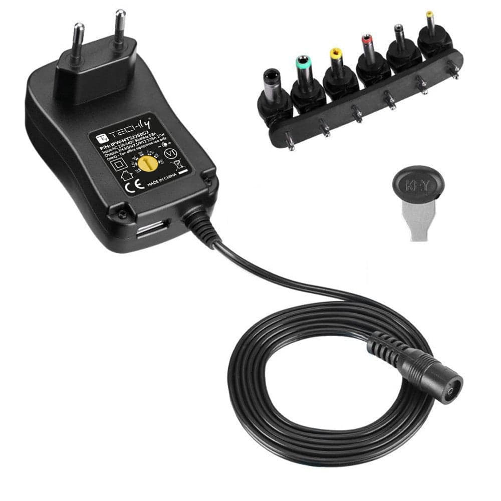 Alimentatore Universale Regolabile 27W AC/DC 3V-12V 2250 mA con 6 Spine DC Porta USB 1A in Adattatori da viaggio Scontolo.net - Potenza, commercioVirtuoso.it