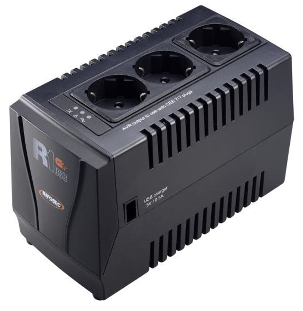 Regolatore automatico di tensione R1 USB 1000VA con 3 Prese Schuko Nero in Caricabatterie da auto Scontolo.net - Potenza, commercioVirtuoso.it