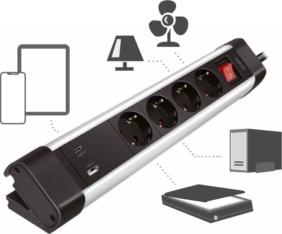 Presa Multipla a 4 vie con Presa USB-C&trade PD e USB-A QC per la Ricarica Veloce in Caricabatterie da muro Scontolo.net - Potenza, commercioVirtuoso.it