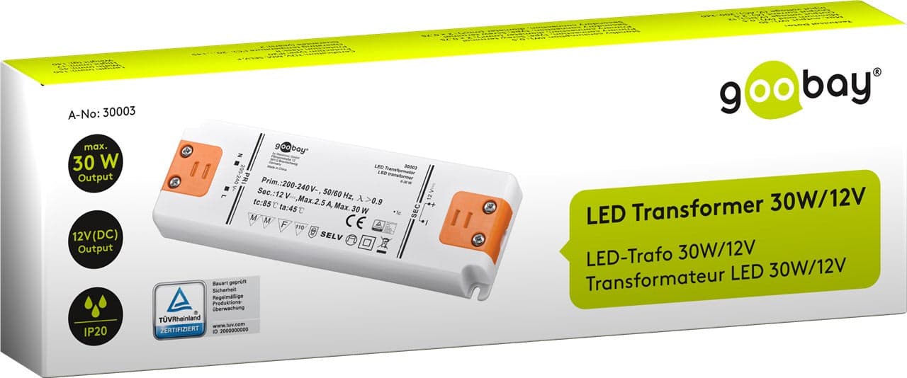 Trasformatore per Illuminazione LED da 12 V (DC)/30 W in Trasformatori Scontolo.net - Potenza, commercioVirtuoso.it