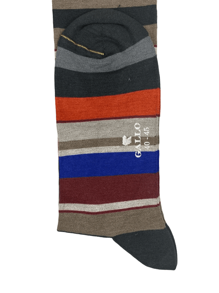 Calze Lunghe Uomo Gallo - Righe Multicolor Cotone 77% Superleggero Eleganti in Calze Couture - Sestu, commercioVirtuoso.it