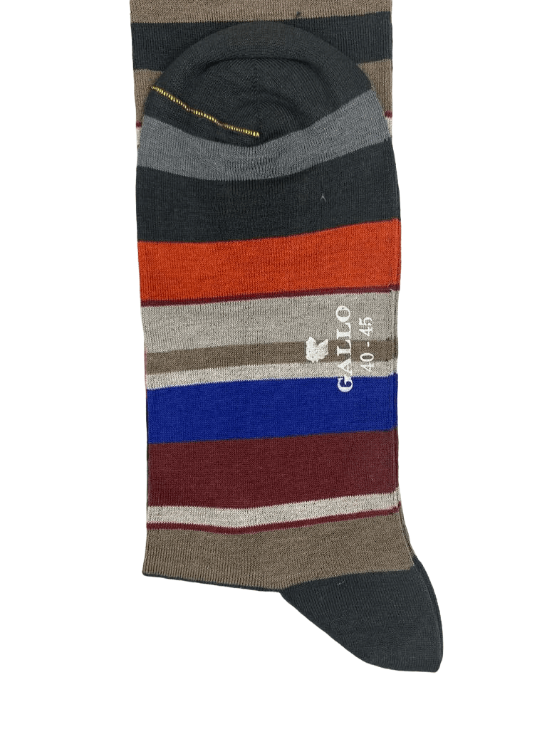 Calze Lunghe Uomo Gallo - Righe Multicolor Cotone 77% Superleggero Eleganti in Calze Couture - Sestu, commercioVirtuoso.it