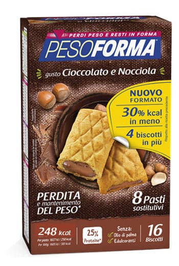 Pesoforma biscotto cioccolato nocciola 16 pezzi 33 g in Barrette proteiche Clubfarma - Melilli, commercioVirtuoso.it