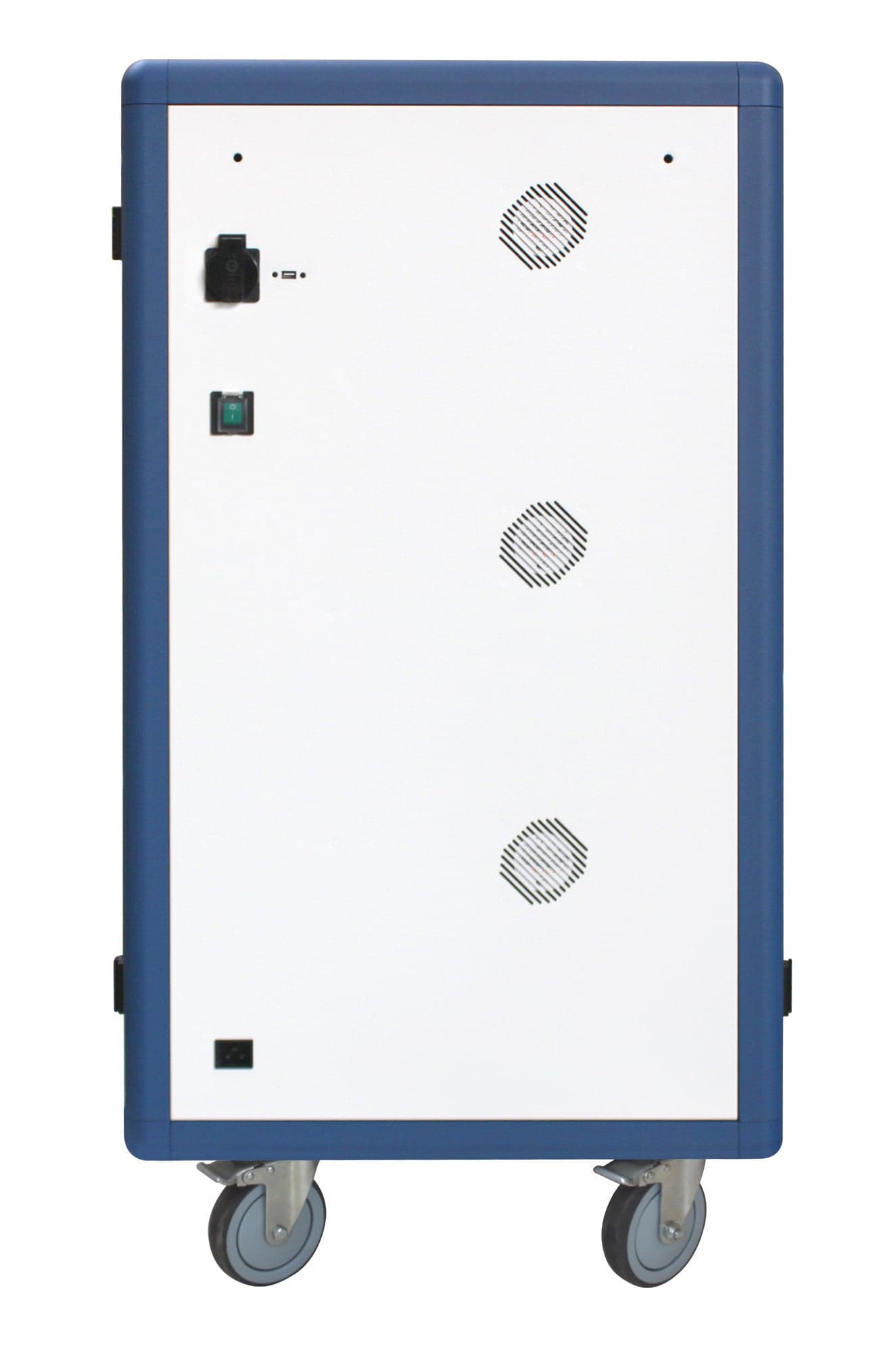 Carrello Stazione di Ricarica USB Ventilato per 30 Notebook/Tablet/Smartphone Bianco/Blu in Caricabatterie da muro Scontolo.net - Potenza, commercioVirtuoso.it