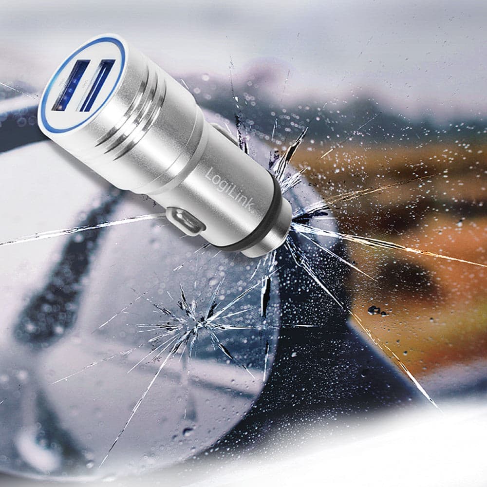 Caricatore da Auto in Alluminio 2x USB 10,5W Rompivetro di Emergenza in Caricabatterie da auto Scontolo.net - Potenza, commercioVirtuoso.it