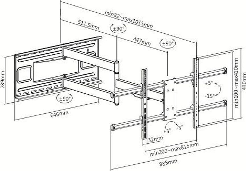 Staffa a Muro Braccio Estensibile fino a 1015 mm per LCD 43-80'' Nero in Supporti da parete e da soffitto Scontolo.net - Potenza, commercioVirtuoso.it