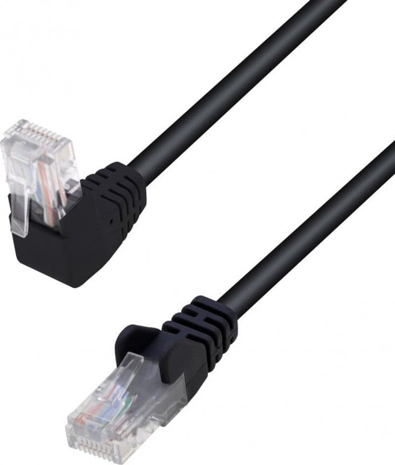 Cavo di Rete Patch Connettore Angolato 90&deg CCA Cat. 5E UTP 3 metri Nero in Cavi Ethernet Scontolo.net - Potenza, commercioVirtuoso.it