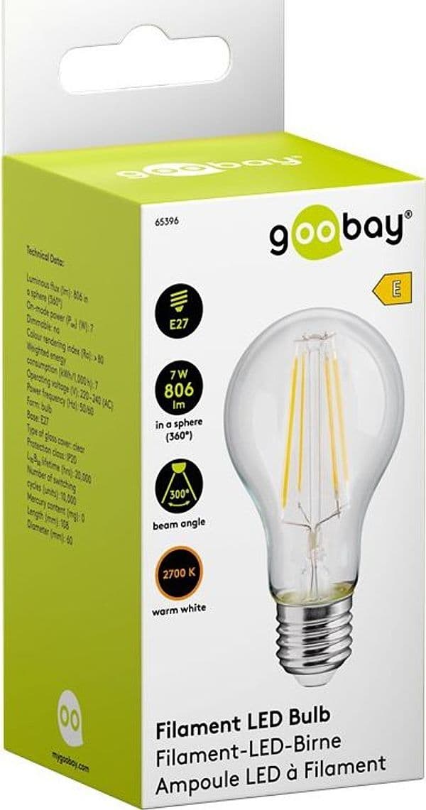 Lampadina LED E27 Bianco Caldo 7W con Filamento Classe E Trasparente in Lampadine a LED Scontolo.net - Potenza, commercioVirtuoso.it