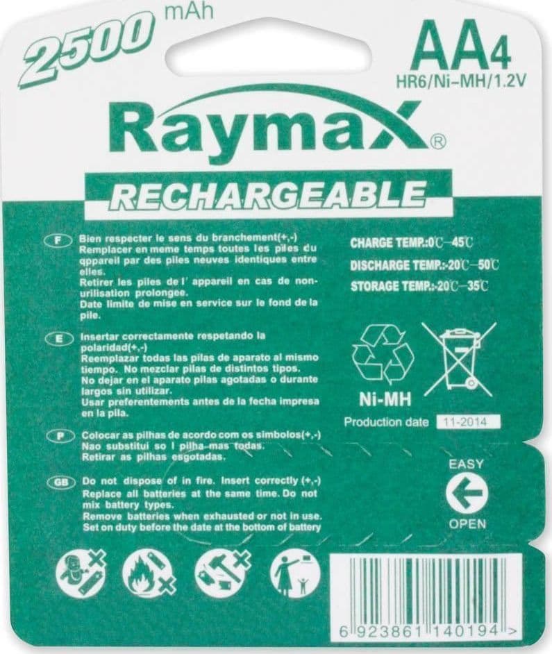 Blister 4 Batterie Ricaricabili Stilo AA 2500 mAh in Pile ricaricabili Scontolo.net - Potenza, commercioVirtuoso.it