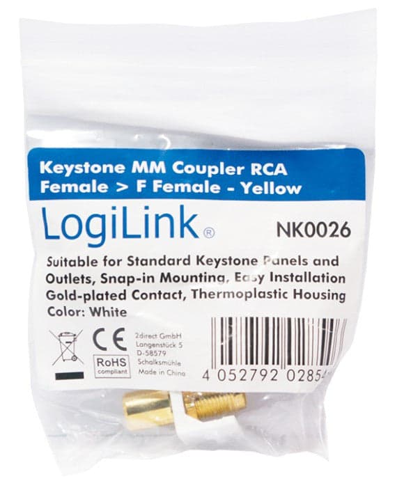 Adattatore Keystone RCA/F F/F Giallo in Connettori RCA Scontolo.net - Potenza, commercioVirtuoso.it