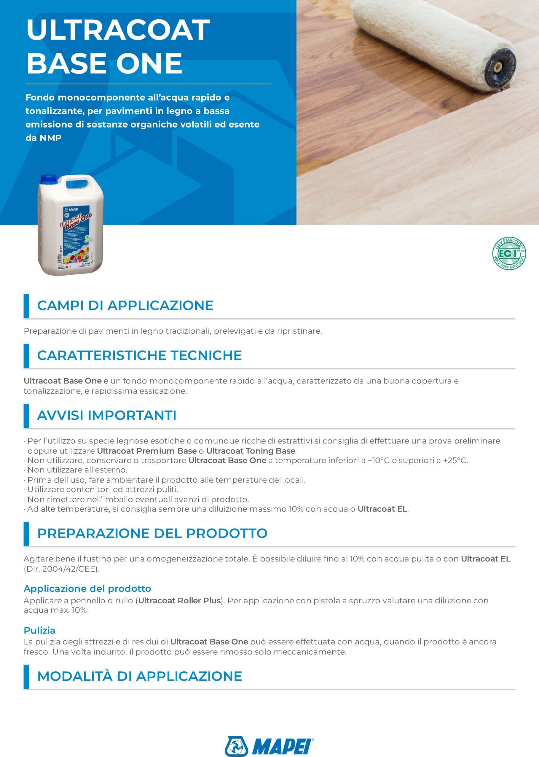 Mapei Ultracoat Base One 5 Litri - Fondo tonalizzante rapido legno in Primer Masterbrico - Longobardi, commercioVirtuoso.it