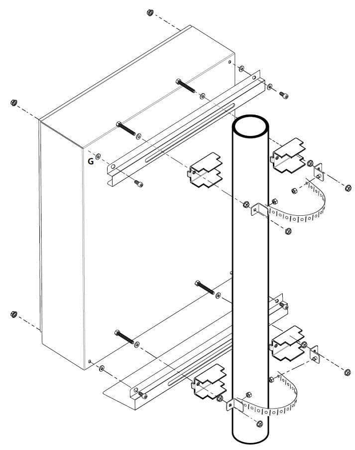 Sistema di fissaggio a palo per rack IP65 in Custodie di sorveglianza e staffe di montaggio Scontolo.net - Potenza, commercioVirtuoso.it