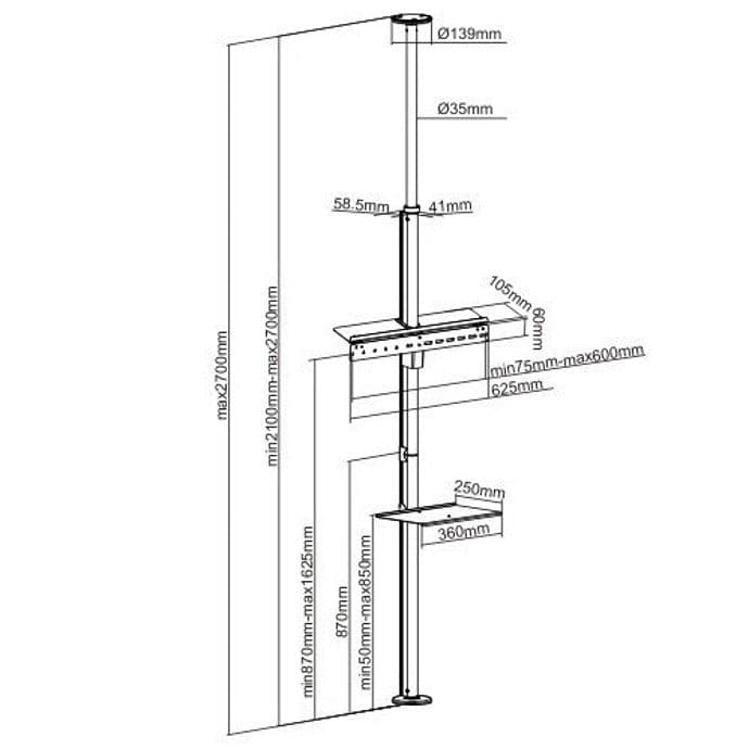 Supporto da Pavimento a Soffitto per TV LCD/LED/Plasma 37-70'' in Mobili Scontolo.net - Potenza, commercioVirtuoso.it