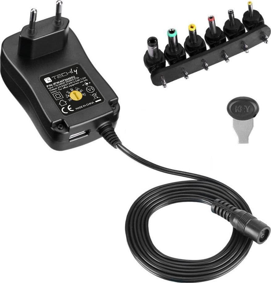 Alimentatore Universale Regolabile 7,2W AC/DC 3V-12V 600 mA con 6 Spine DC Porta USB 1A in Adattatori da viaggio Scontolo.net - Potenza, commercioVirtuoso.it