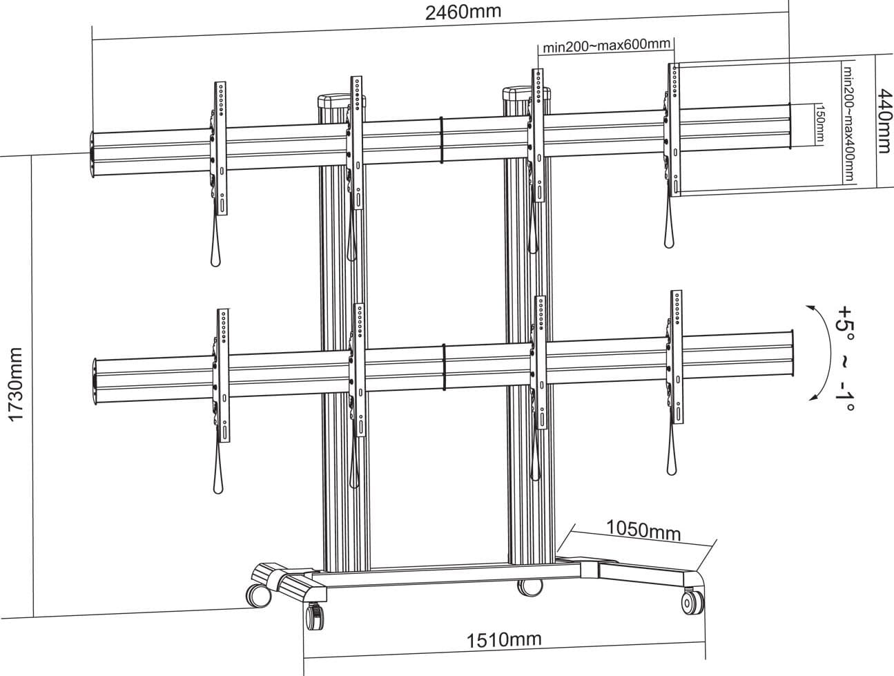 Supporto a Pavimento per 4 TV LCD/LED 32-55'' per Video Wall in Mobili Scontolo.net - Potenza, commercioVirtuoso.it
