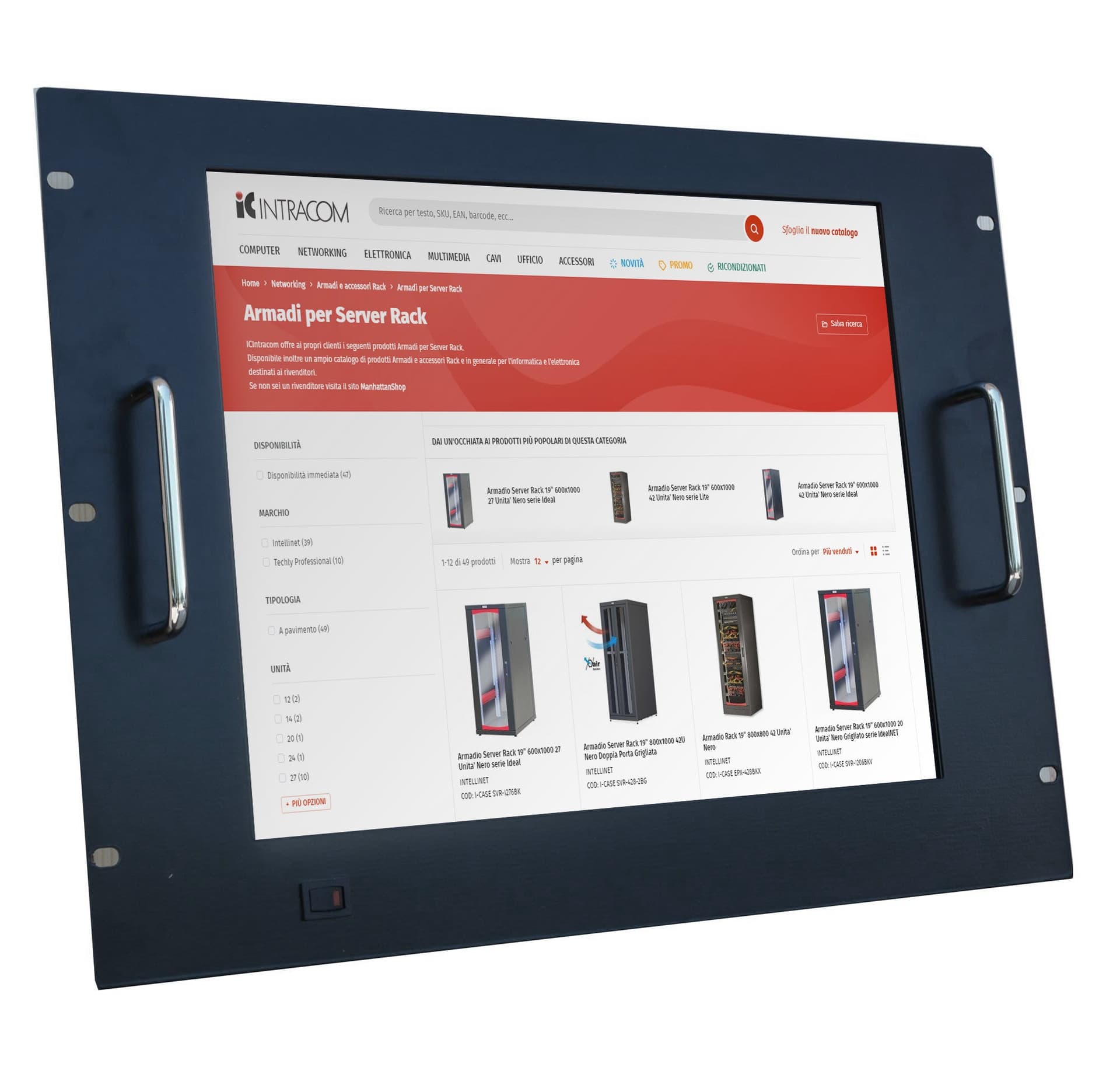 Monitor LCD 17'' per Rack 19'' 8 Unit&agrave Nero in Supporti Scontolo.net - Potenza, commercioVirtuoso.it