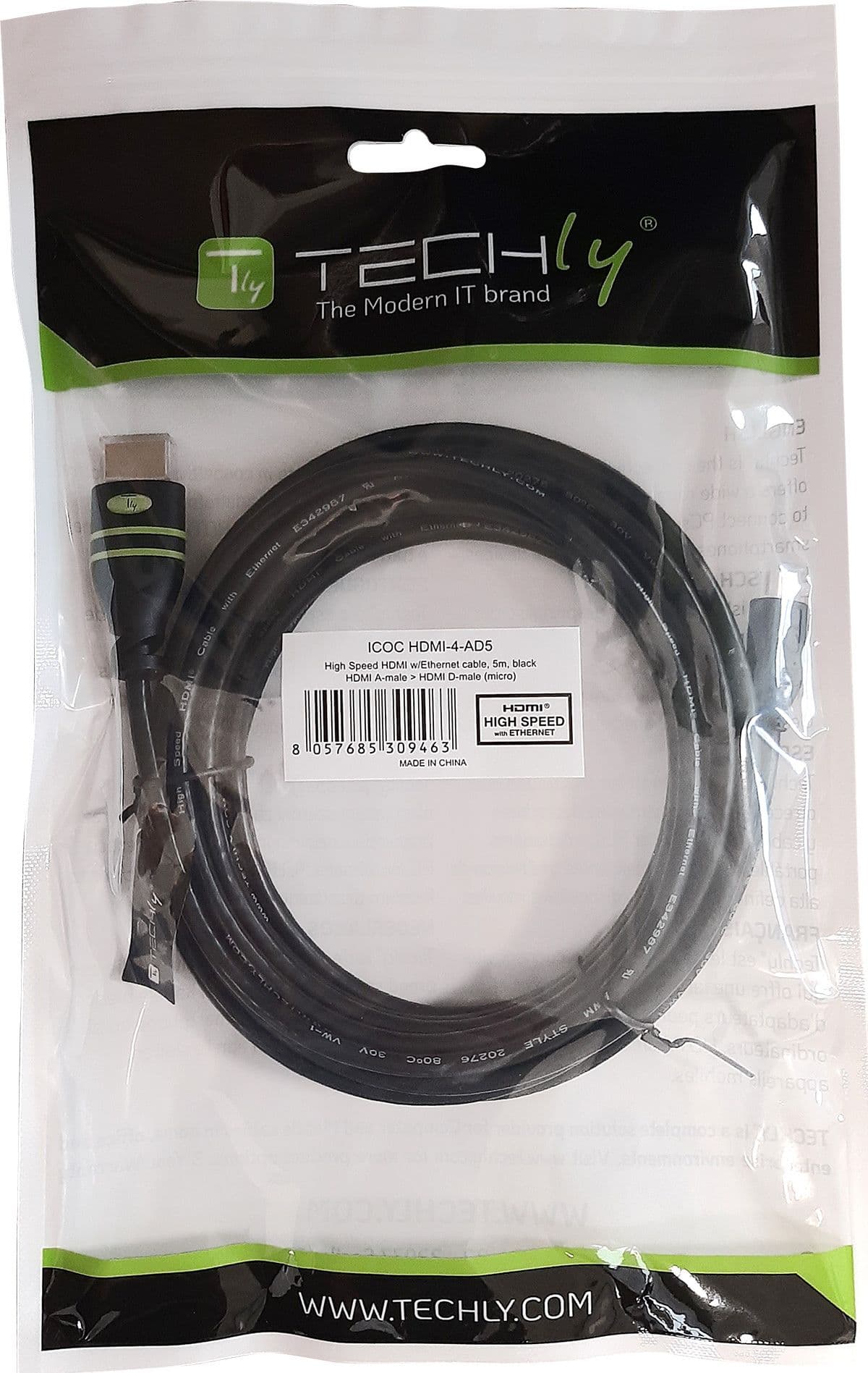 Cavo HDMI&trade Highspeed con Ethernet Channel 1.4 A M/ Micro D M, 3 m in Cavi HDMI Scontolo.net - Potenza, commercioVirtuoso.it