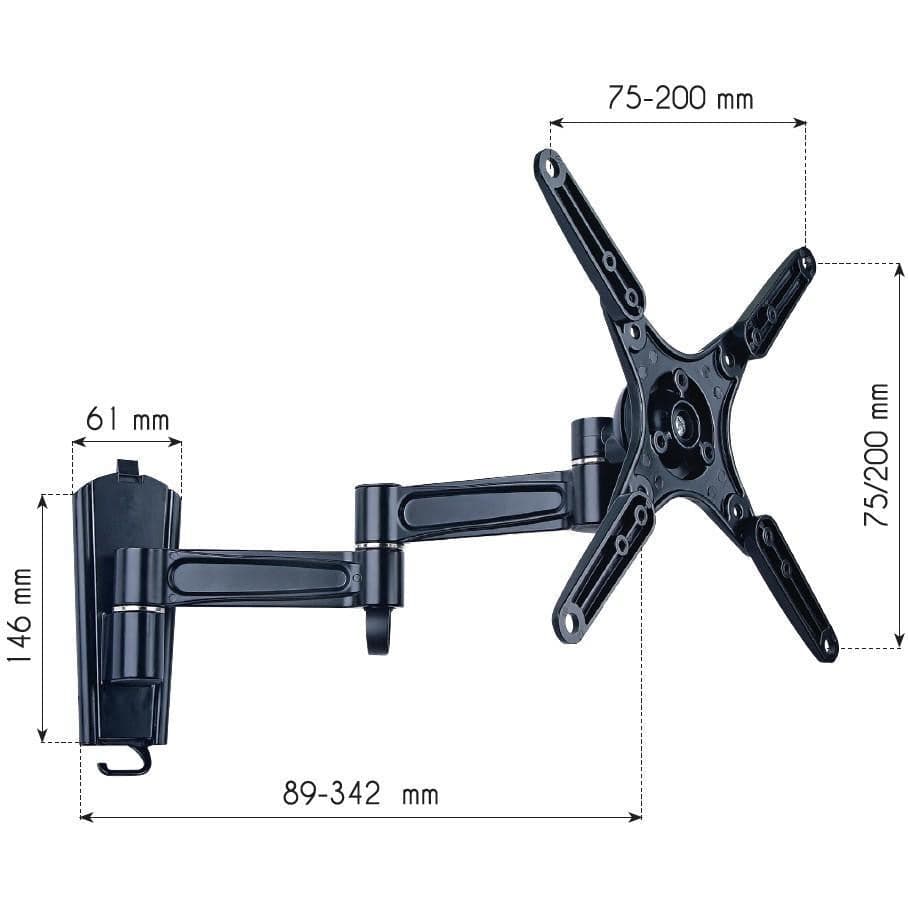 Supporto a Muro per TV LED LCD 13 - 37'' Inclinabile 3 Snodi Nero in Supporti da parete e da soffitto Scontolo.net - Potenza, commercioVirtuoso.it