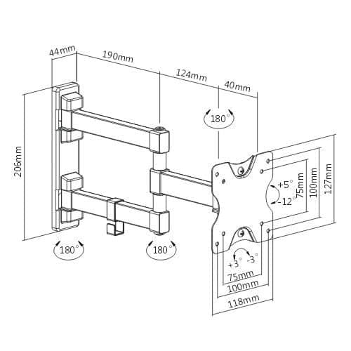 Staffa a Muro per LCD 13-27'' Universale e Snodabile in Supporti da parete e da soffitto Scontolo.net - Potenza, commercioVirtuoso.it