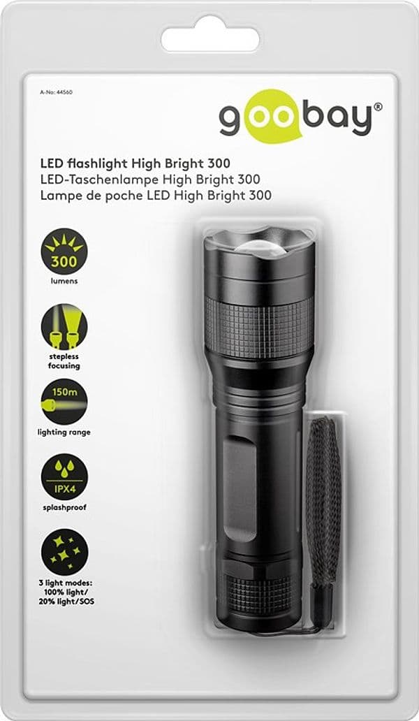 Torcia LED ad Alta Luminosit&agrave 300lm IPX4 in Torce elettriche portatili (standard) Scontolo.net - Potenza, commercioVirtuoso.it
