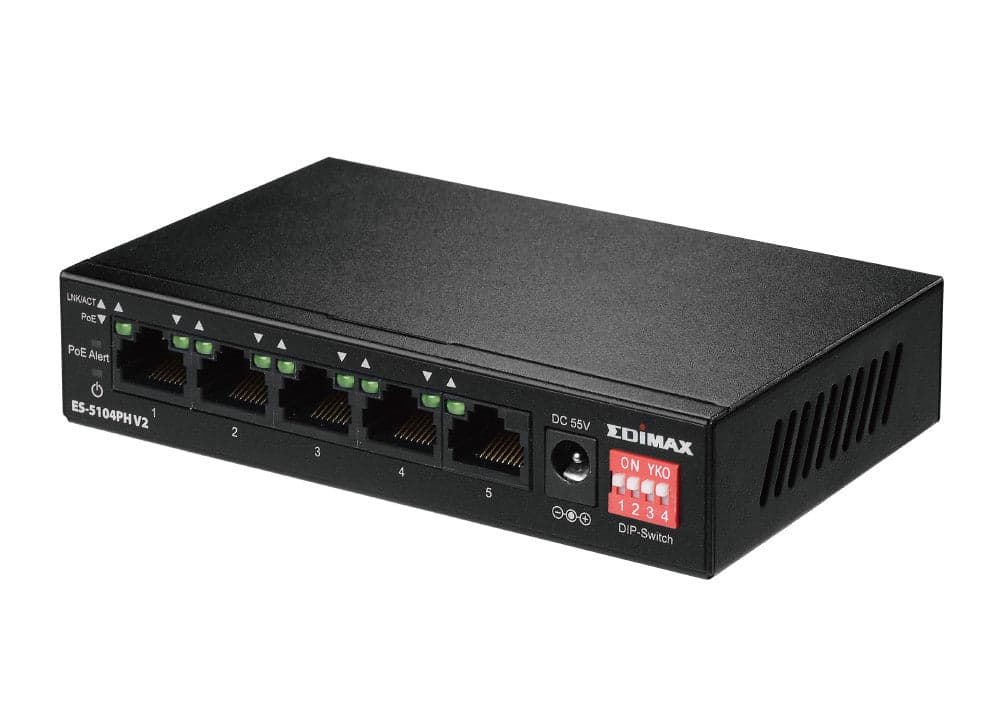 Switch 5 Porte Fast Ethernet a Lungo Raggio con 4 porte PoE+ e Switch DIP, ES-5104PH V2 in  Scontolo.net - Potenza, commercioVirtuoso.it