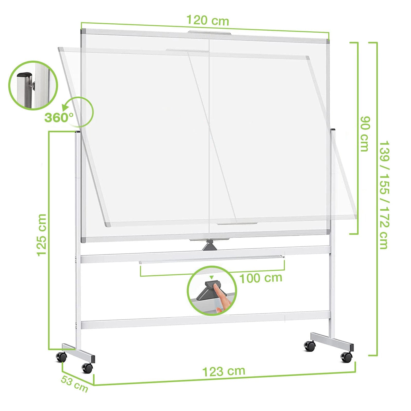Lavagna Magnetica Bifacciale 90x120 cm con Ruote e Mensola per Pennarelli con Ganci Portablocco in Bacheche multifunzione Scontolo.net - Potenza, commercioVirtuoso.it