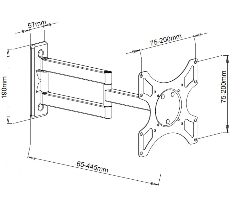 Supporto a muro per TV LED LCD 19-37'' inclinabile 3 snodi nero in Supporti da parete e da soffitto Scontolo.net - Potenza, commercioVirtuoso.it