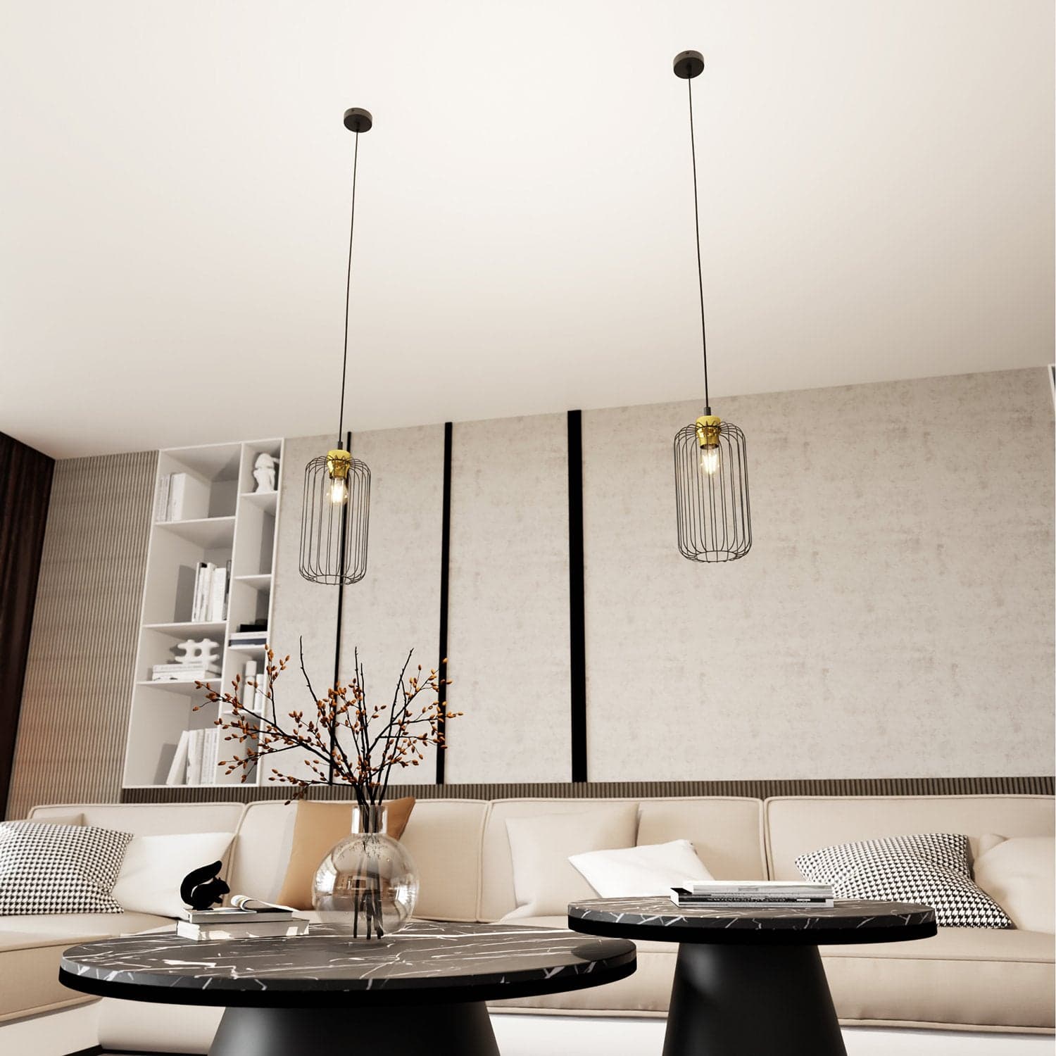 Sospensione Minimal Industrial Vander 1 Luce Nera E Oro in Lampade a sospensione LuceArt - Montecorvino Pugliano, commercioVirtuoso.it
