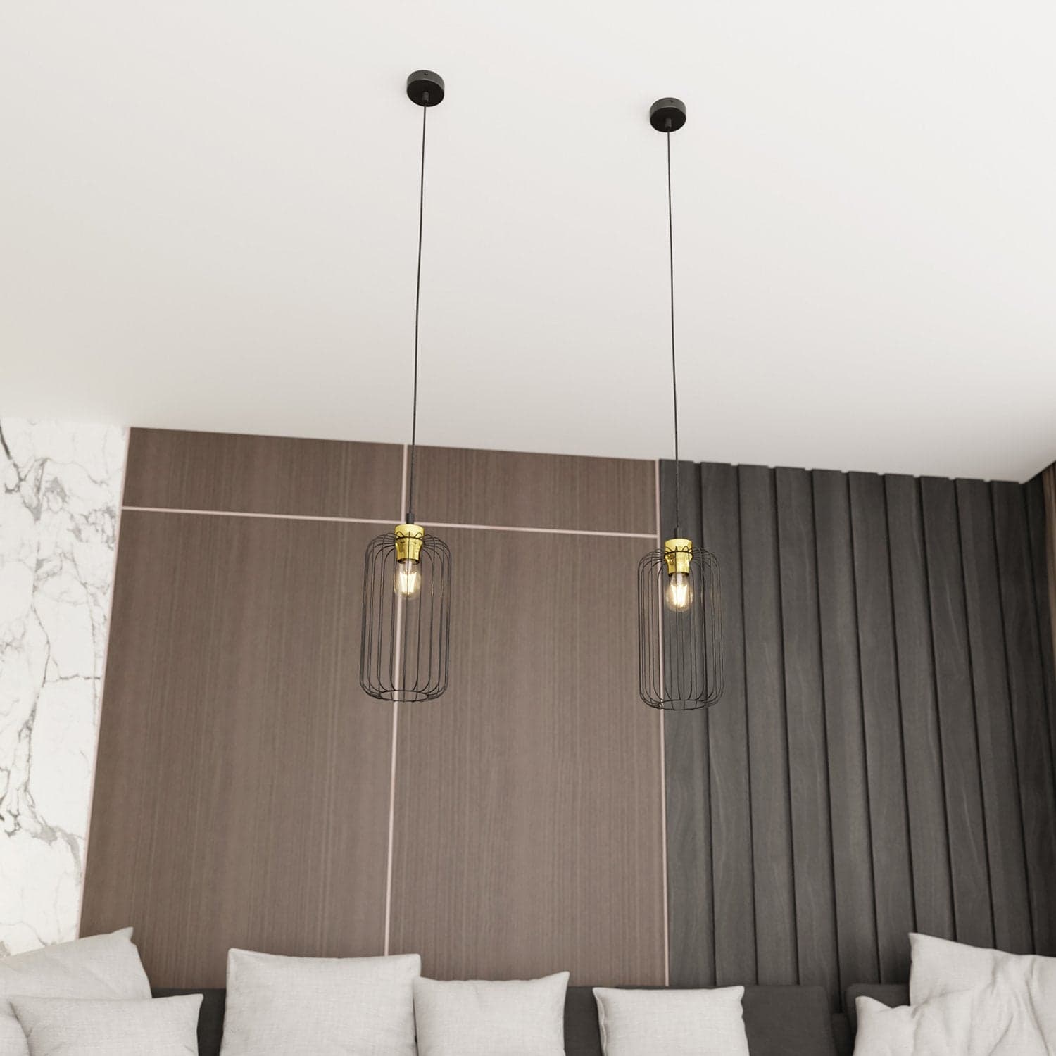 Sospensione Minimal Industrial Vander 1 Luce Nera E Oro in Lampade a sospensione LuceArt - Montecorvino Pugliano, commercioVirtuoso.it