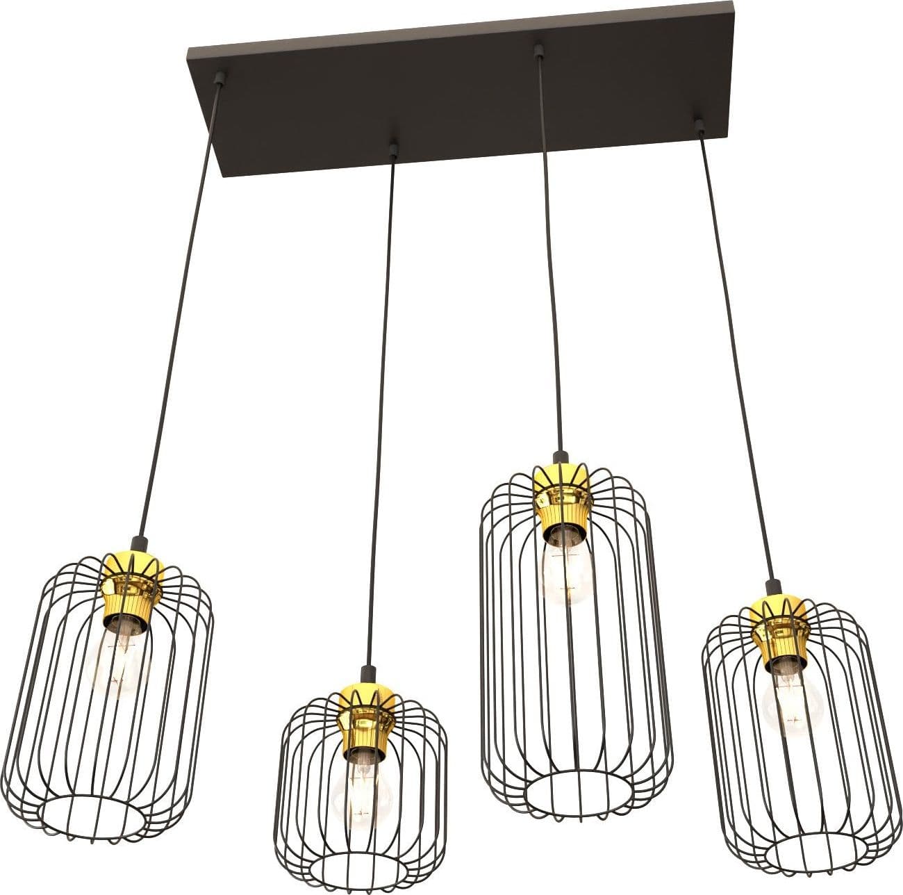 Sospensione Minimal Industrial Vander 4 Luci Lineari Nera E Oro in Lampade a sospensione LuceArt - Montecorvino Pugliano, commercioVirtuoso.it