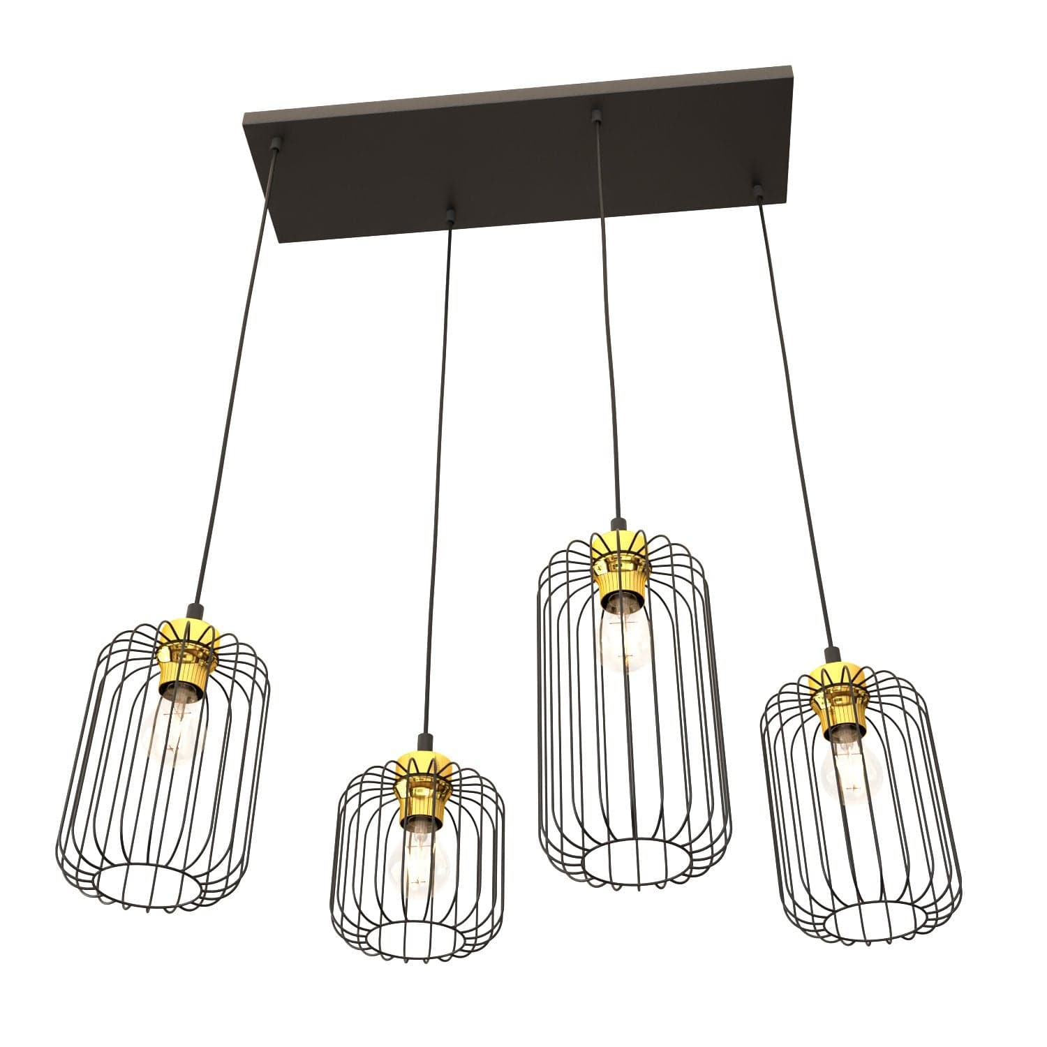 Sospensione Minimal Industrial Vander 4 Luci Lineari Nera E Oro in Lampade a sospensione LuceArt - Montecorvino Pugliano, commercioVirtuoso.it
