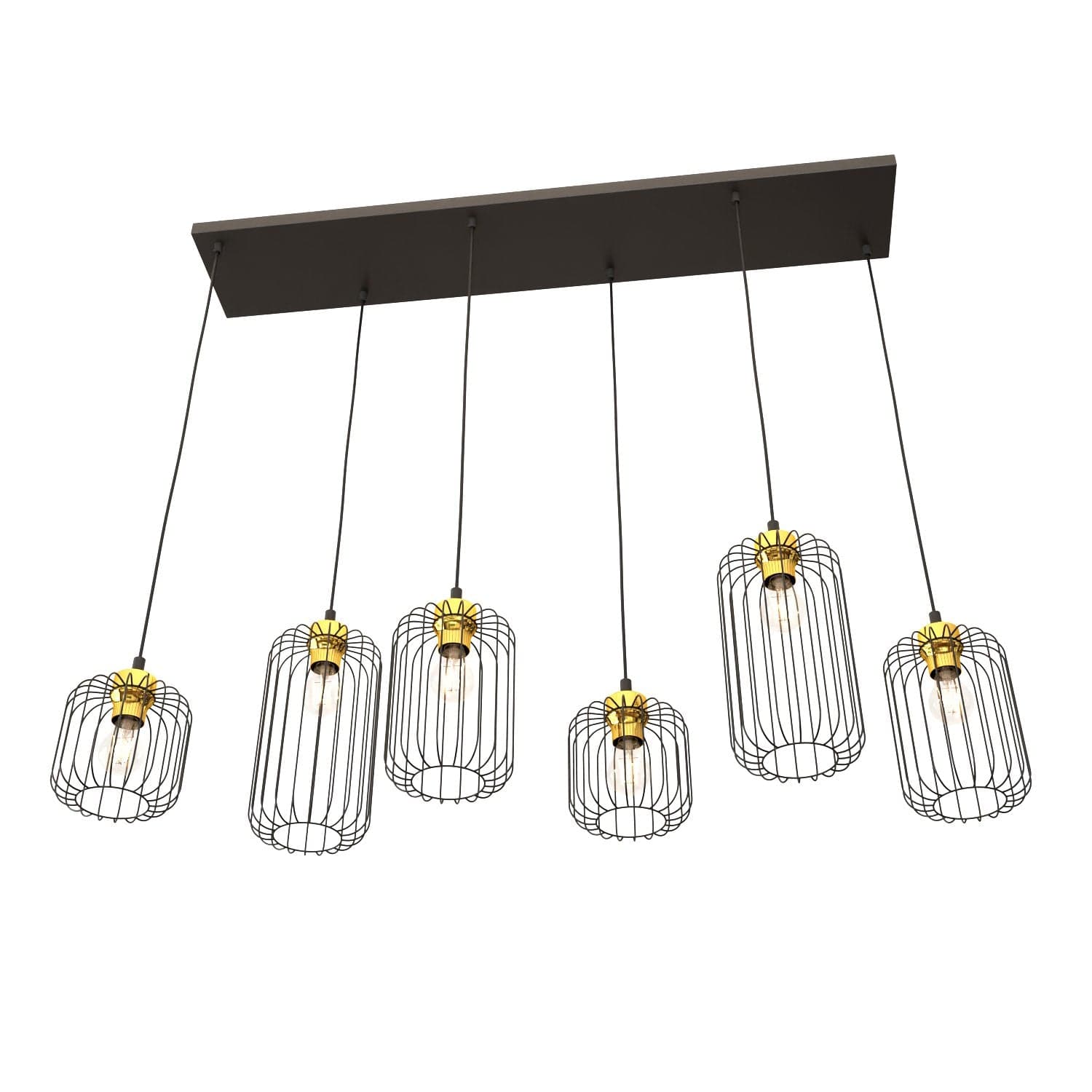 Sospensione Minimal Industrial Vander 6 Luci Lineari Nera E Oro in Lampade a sospensione LuceArt - Montecorvino Pugliano, commercioVirtuoso.it