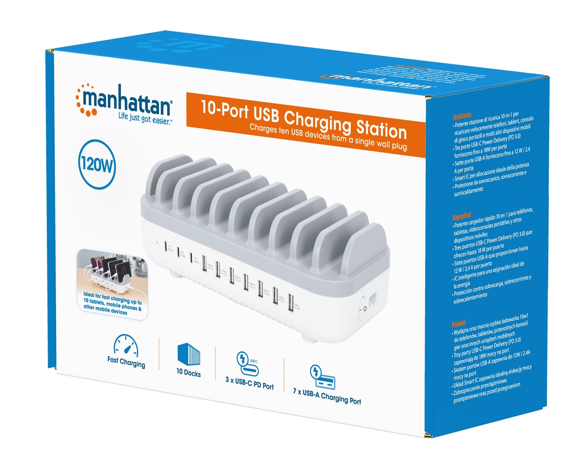 Docking Station Stazione di Ricarica 10 Porte USB 120W in  Scontolo.net - Potenza, commercioVirtuoso.it