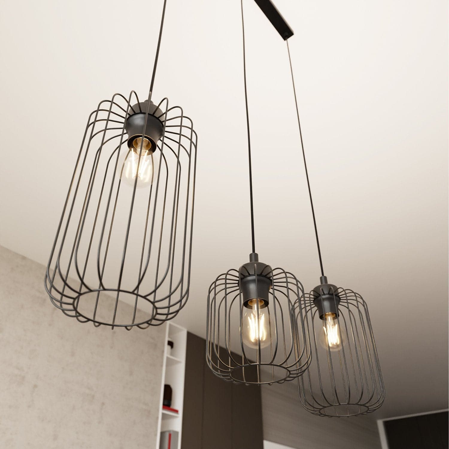 Sospensione Minimal Industrial Vander 3 Luci Lineari Nera in Lampade a sospensione LuceArt - Montecorvino Pugliano, commercioVirtuoso.it